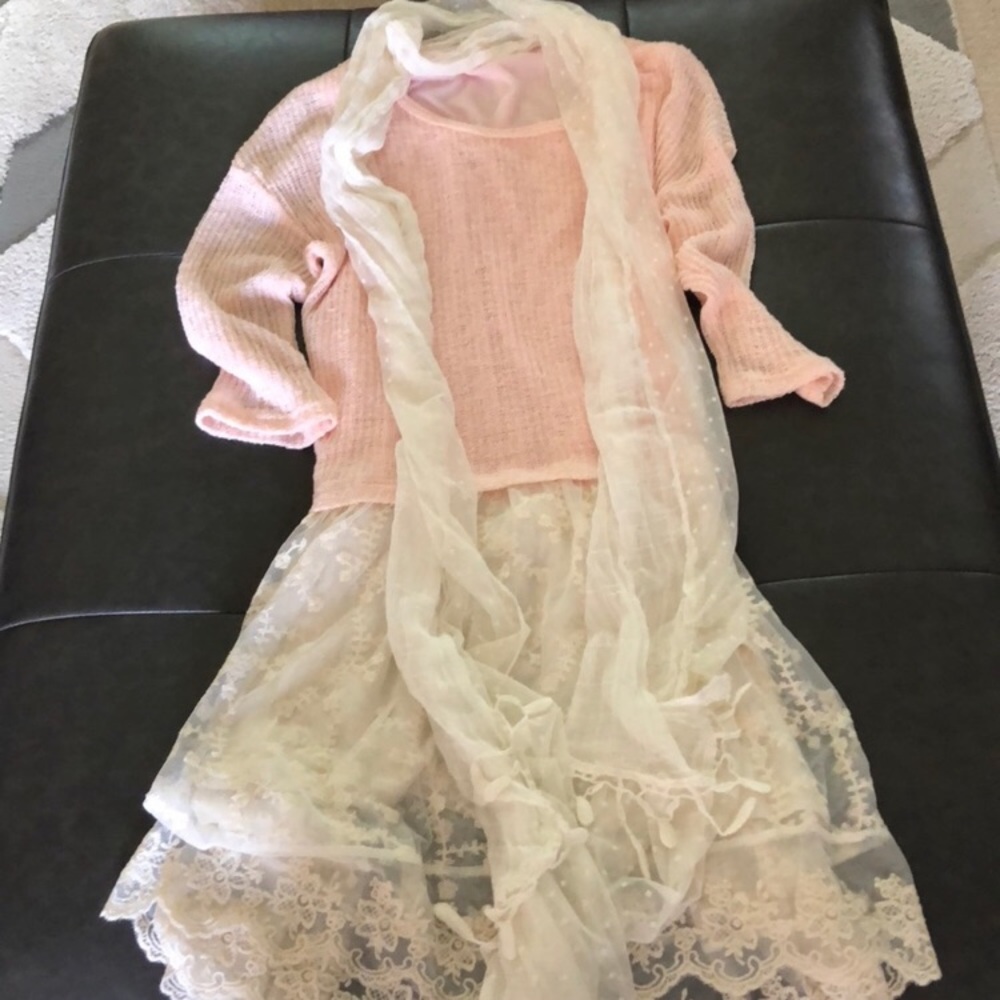 Orange Creek Pink Summer Knit Top Medium